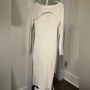 White bodycon sweater dress
